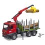 Bruder camion lemne Mercedes Benz Arocs cu macara de incarcare graifer si 3 busteni